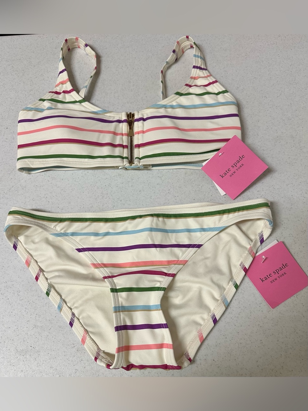 Kate Spade Multi Striped Bikini Top and Bottom NWT - Picture 3 of 12